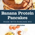decorative pin image for banana protein pancakes.