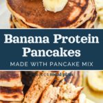 decorative pin image for banana protein pancakes.