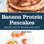 decorative pin image for banana protein pancakes.
