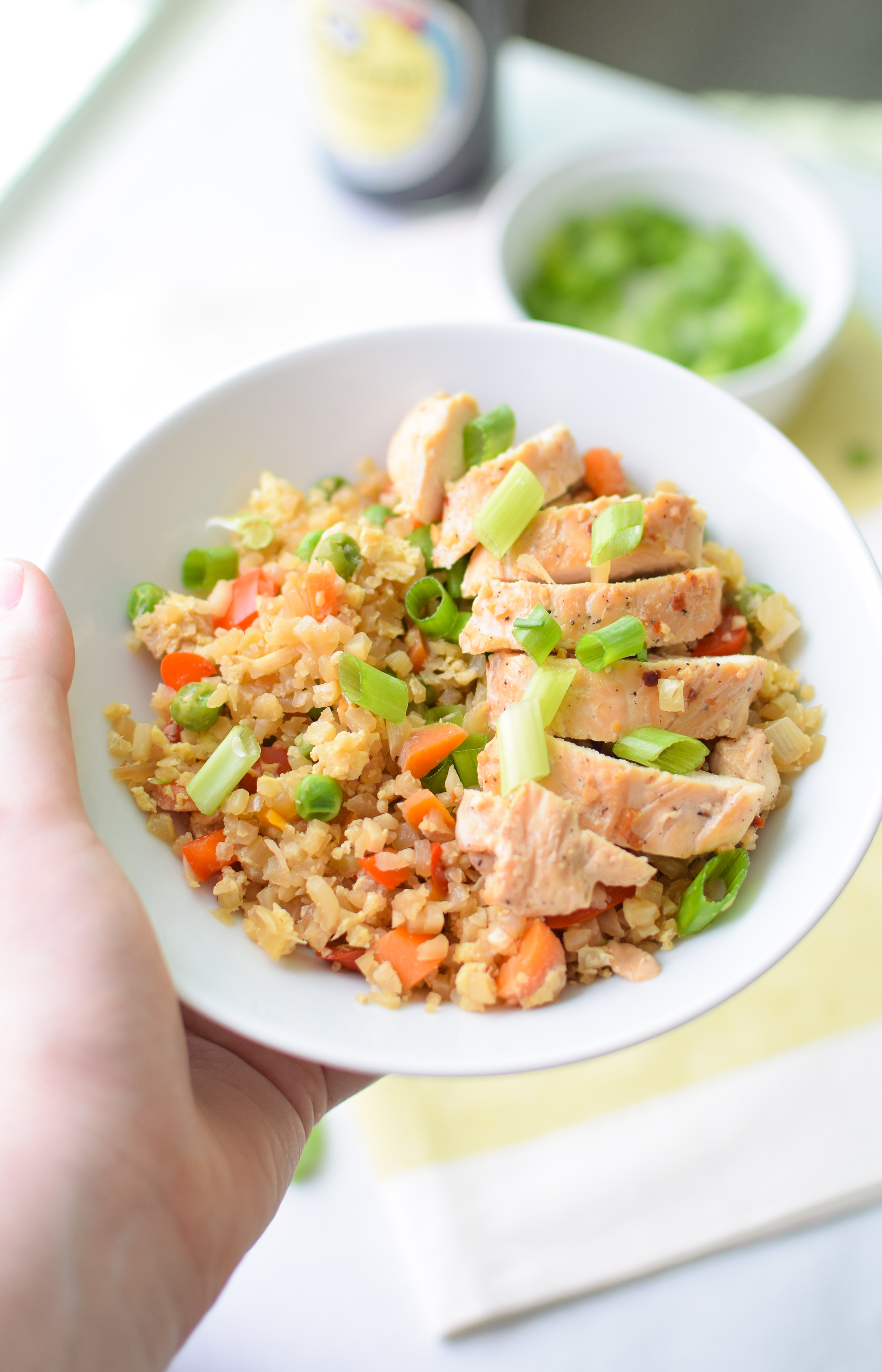 Fried Cauliflower Rice Recipe - Super healthy takeout style fried "rice", made with cauliflower! Packed with veggies and easy to personalize. - pmp.local