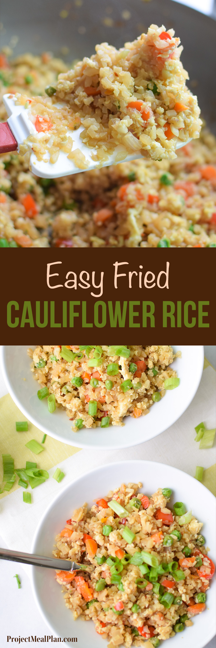Fried Cauliflower Rice Recipe - Super healthy takeout style fried "rice", made with cauliflower! Packed with veggies and easy to personalize. - pmp.local