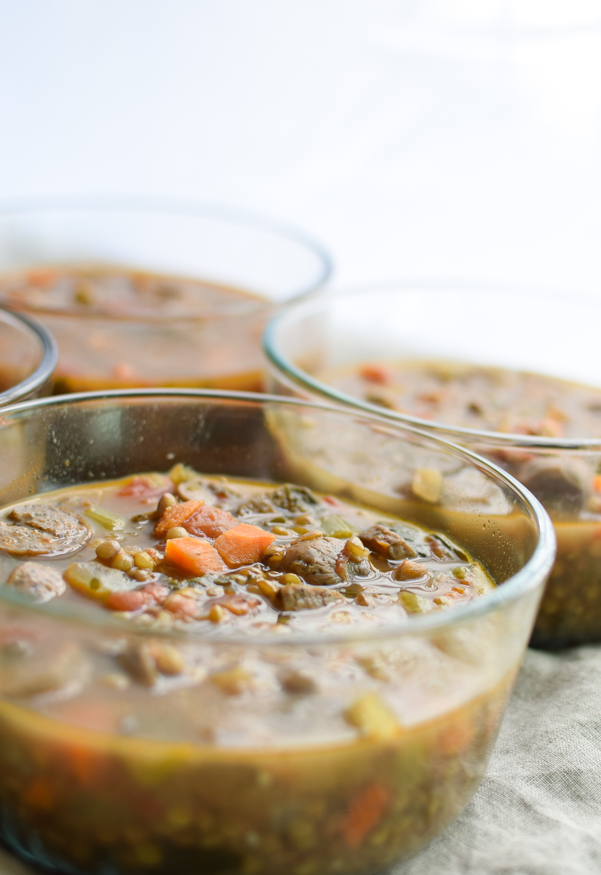 Vegetable & Chicken Sausage Lentil Soup recipe - Simple, hearty and delicious fall soup that will make your home smell amazing on any week night! pmp.local