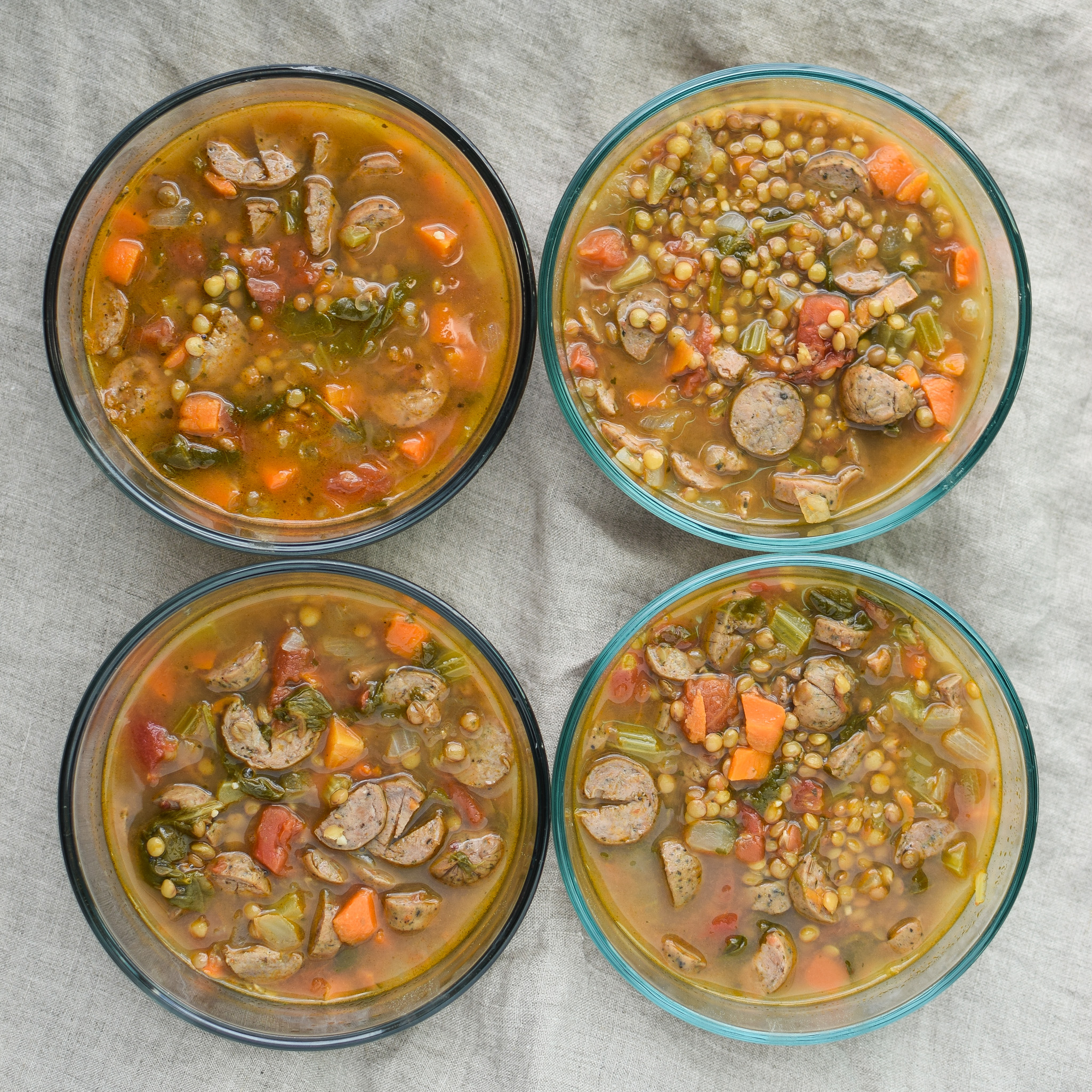 Vegetable & Chicken Sausage Lentil Soup recipe - Simple, hearty and delicious fall soup that will make your home smell amazing on any week night! pmp.local