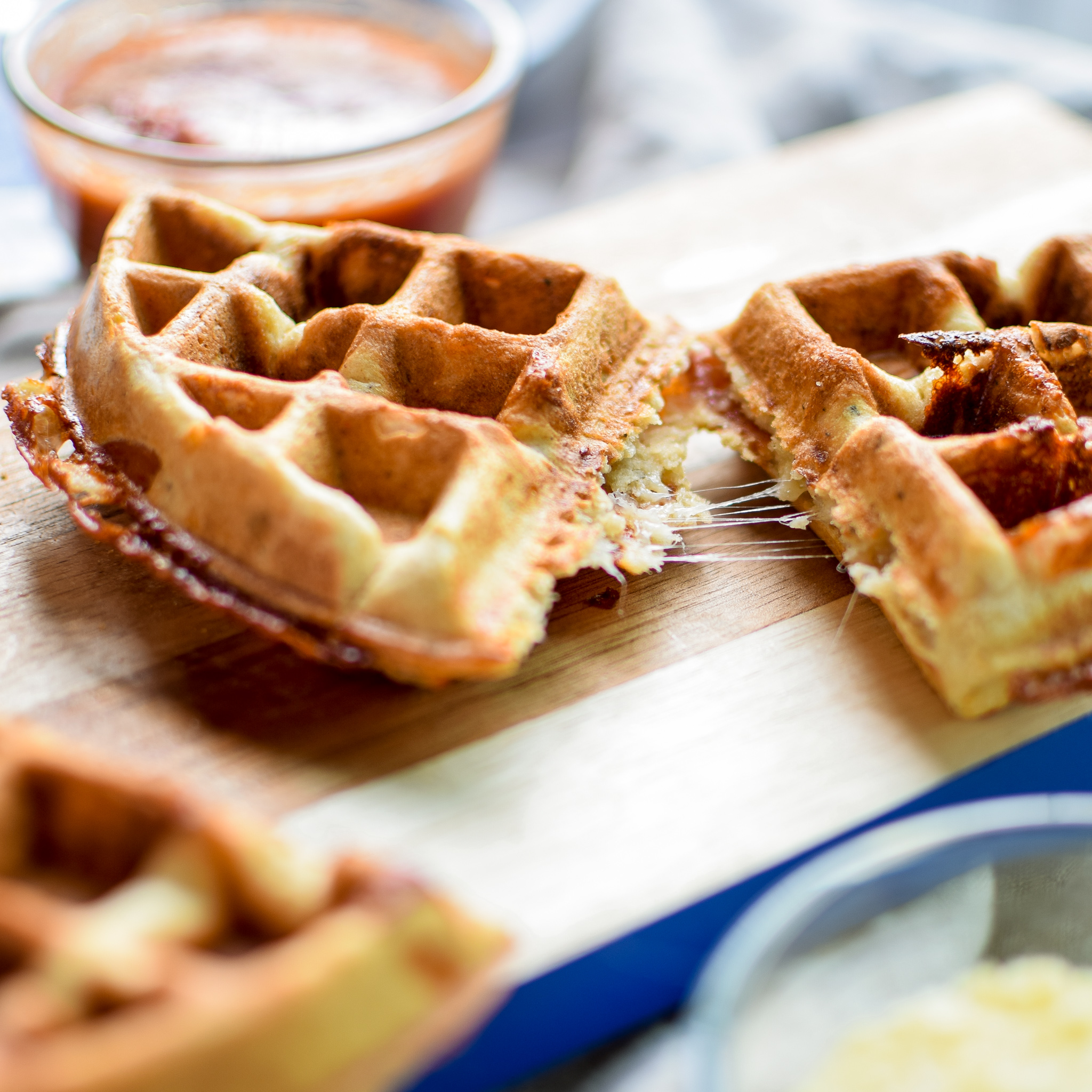 Protein Packed Pepperoni Pizza Waffles