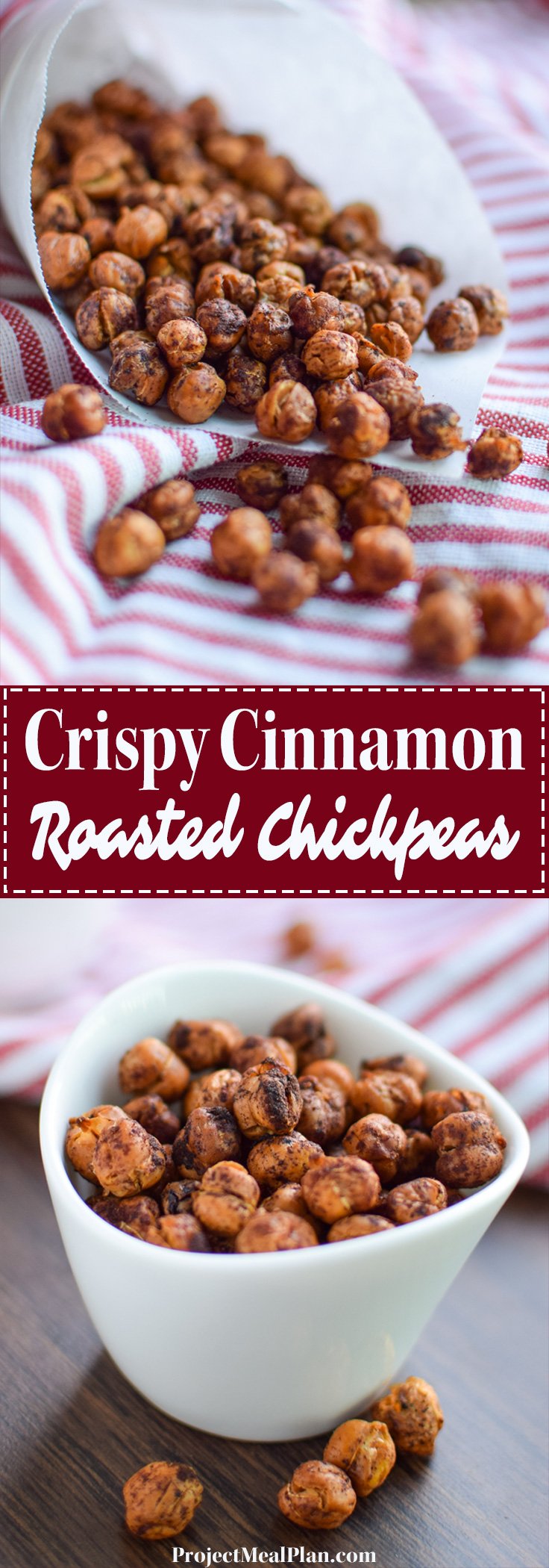 Crispy Cinnamon Roasted Chickpeas - A healthy crunch holiday treat! Four simple ingredients and your home smells amazing! - pmp.local
