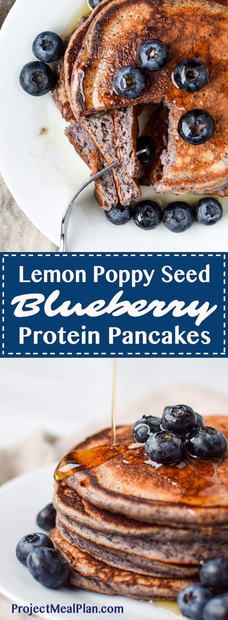 Lemon Poppy Seed Blueberry Protein Pancakes - Your favorite Lemon Blueberry muffin now in pancake form! Try meal prepping these delicious pancakes made with Kodiak Cakes! - pmp.local