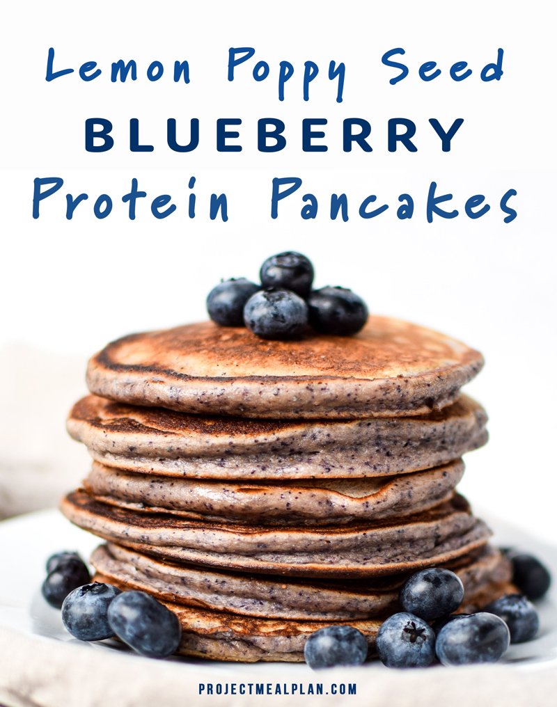 Lemon Poppy Seed Blueberry Protein Pancakes - Your favorite Lemon Blueberry muffin now in pancake form! Try meal prepping these delicious pancakes made with Kodiak Cakes! - pmp.local