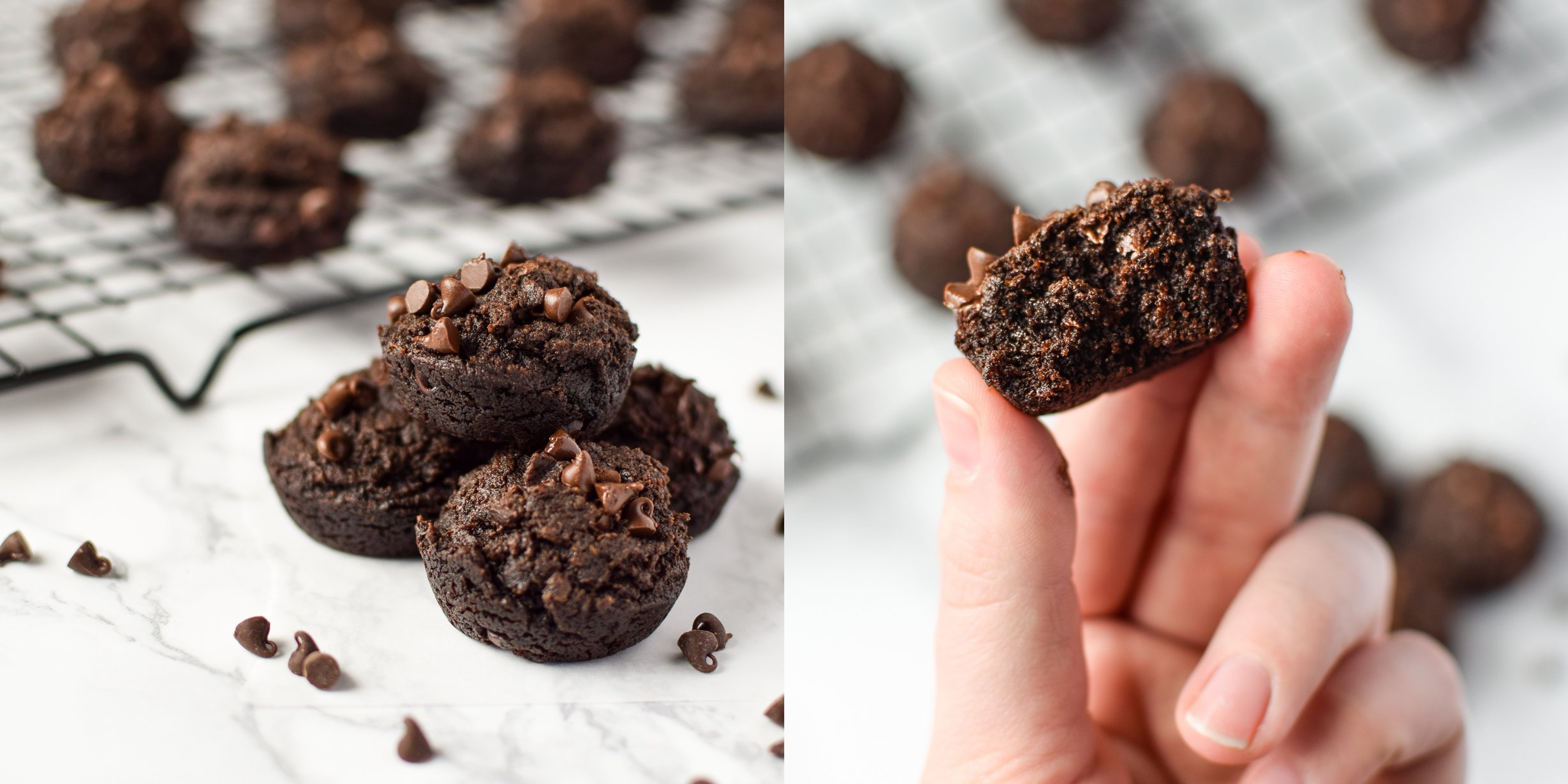 Freezer Friendly Sweet Potato Brownie Bites recipe - Sweet potato brownie bites are perfect to store in the freezer for your dessert cravings! Eggless + vegan options! - pmp.local