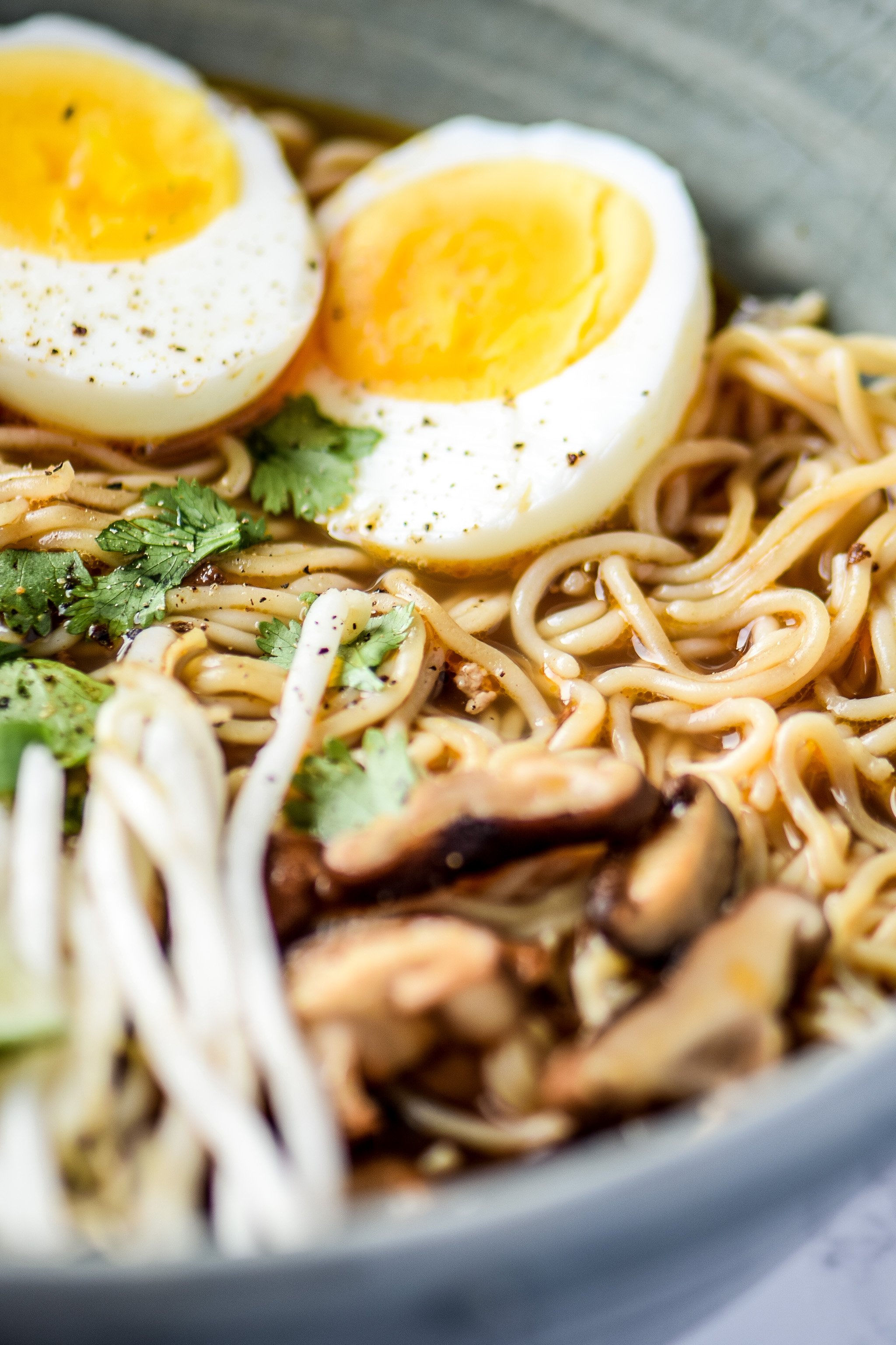 Simple Shiitake Mushroom Chicken Ramen recipe - I use chicken bone broth and brown rice ramen for this easy homemade noodle soup! - pmp.local