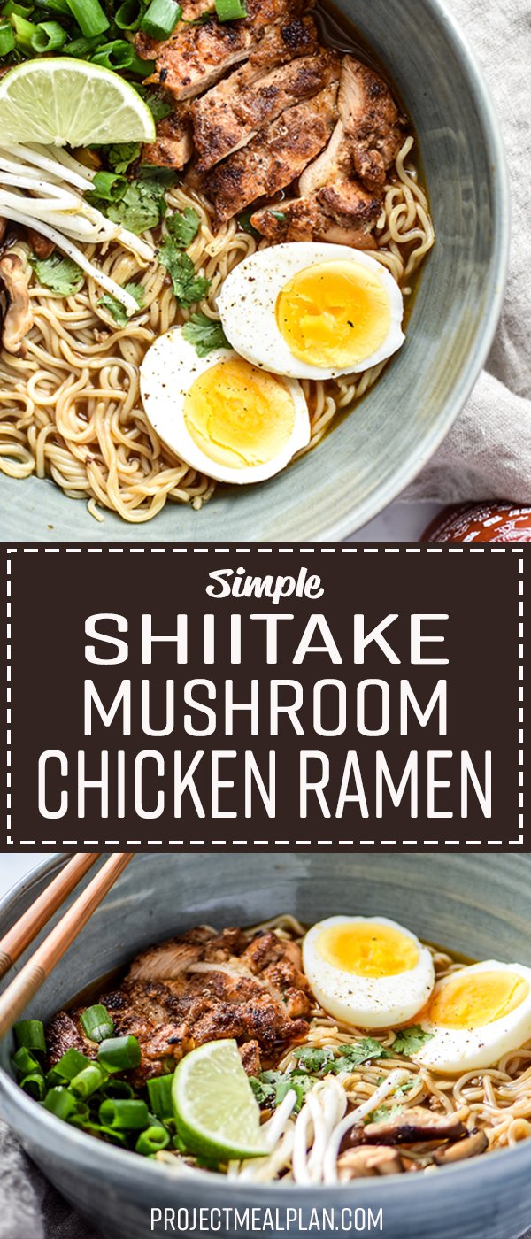 Simple Shiitake Mushroom Chicken Ramen recipe - I use chicken bone broth and brown rice ramen for this easy homemade noodle soup! - pmp.local