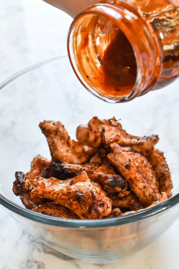 Smoky Habanero Barbecue Grilled Chicken Wings recipe - Crispy barbecue grilled wings smothered in smoky hot tangy habanero BBQ sauce! - pmp.local