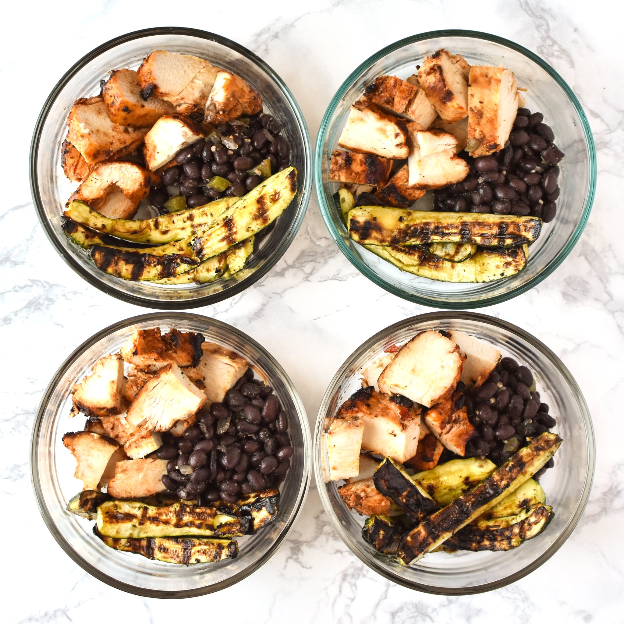 Meal Prep Chipotle Grilled Chicken with Seasoned Black Beans and Zucchini