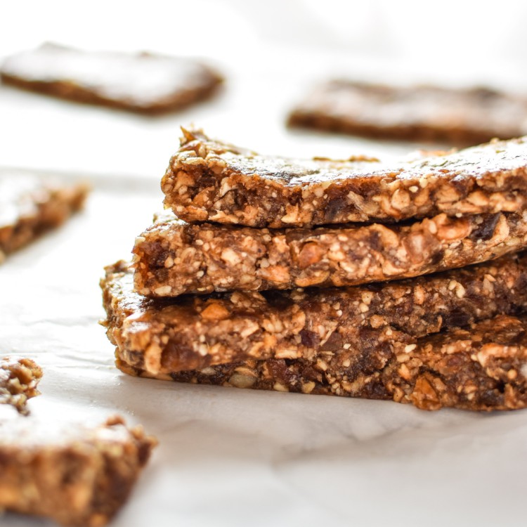 No-Bake Cinnamon Apple Date Bars - These No-Bake Cinnamon Apple Date Bars are naturally sweetened with dates and take just a few minutes to prepare - without heating up the oven! - ProjectMealPlan.com