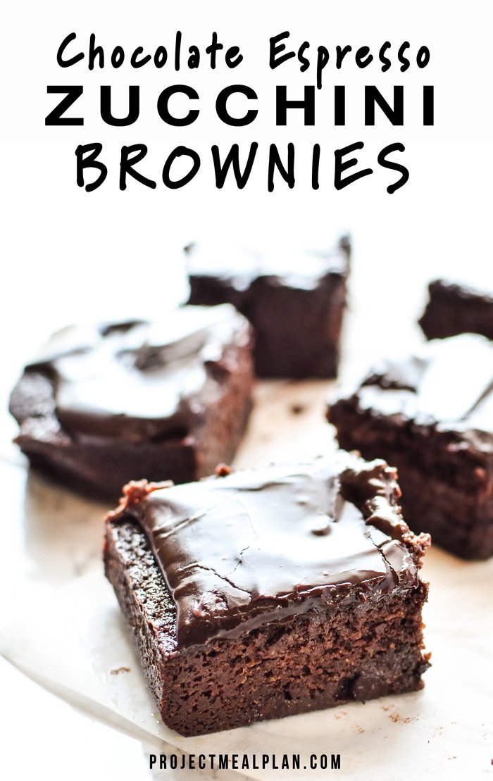 Chocolate Espresso Zucchini Brownies recipe - Gooey chocolate mocha goodness, with fresh zucchini blended right in! - pmp.local