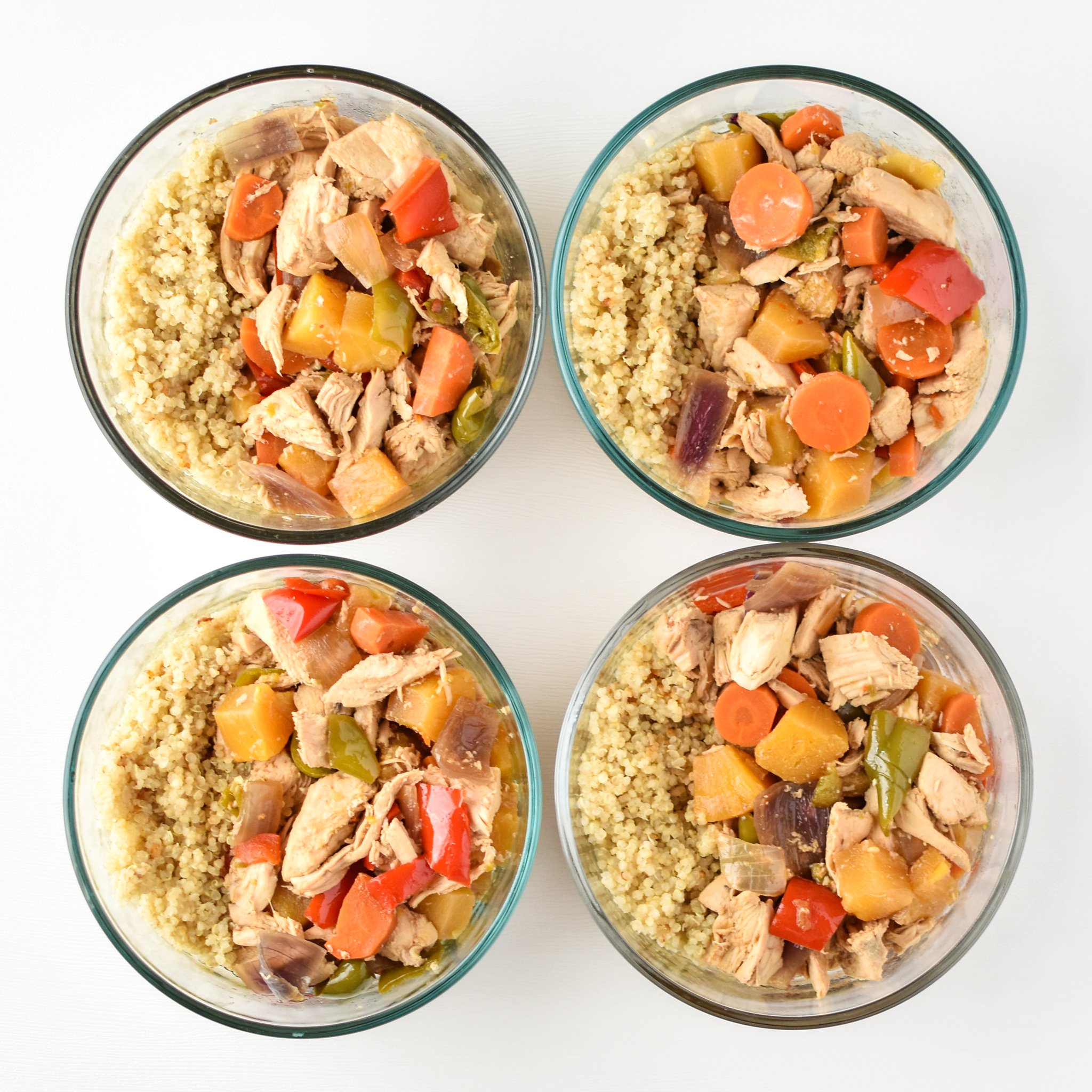 Meal Prep Slow Cooker Chicken Teriyaki Quinoa Bowls