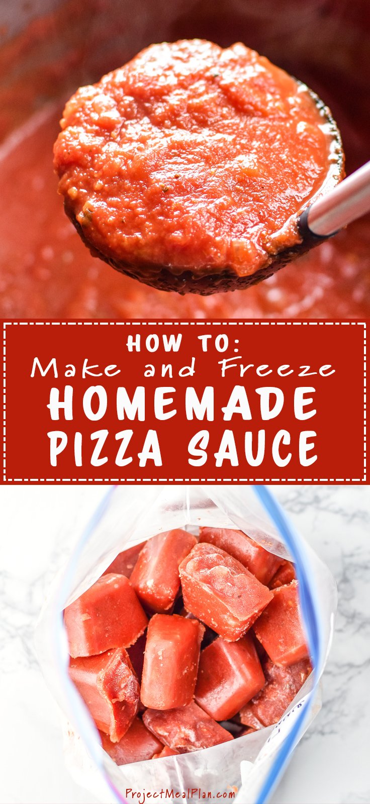 How to Make and Freeze Homemade Pizza Sauce - Big batch pizza sauce recipe to prep so you can have homemade pizza sauce in 10 minutes, anytime! - pmp.local