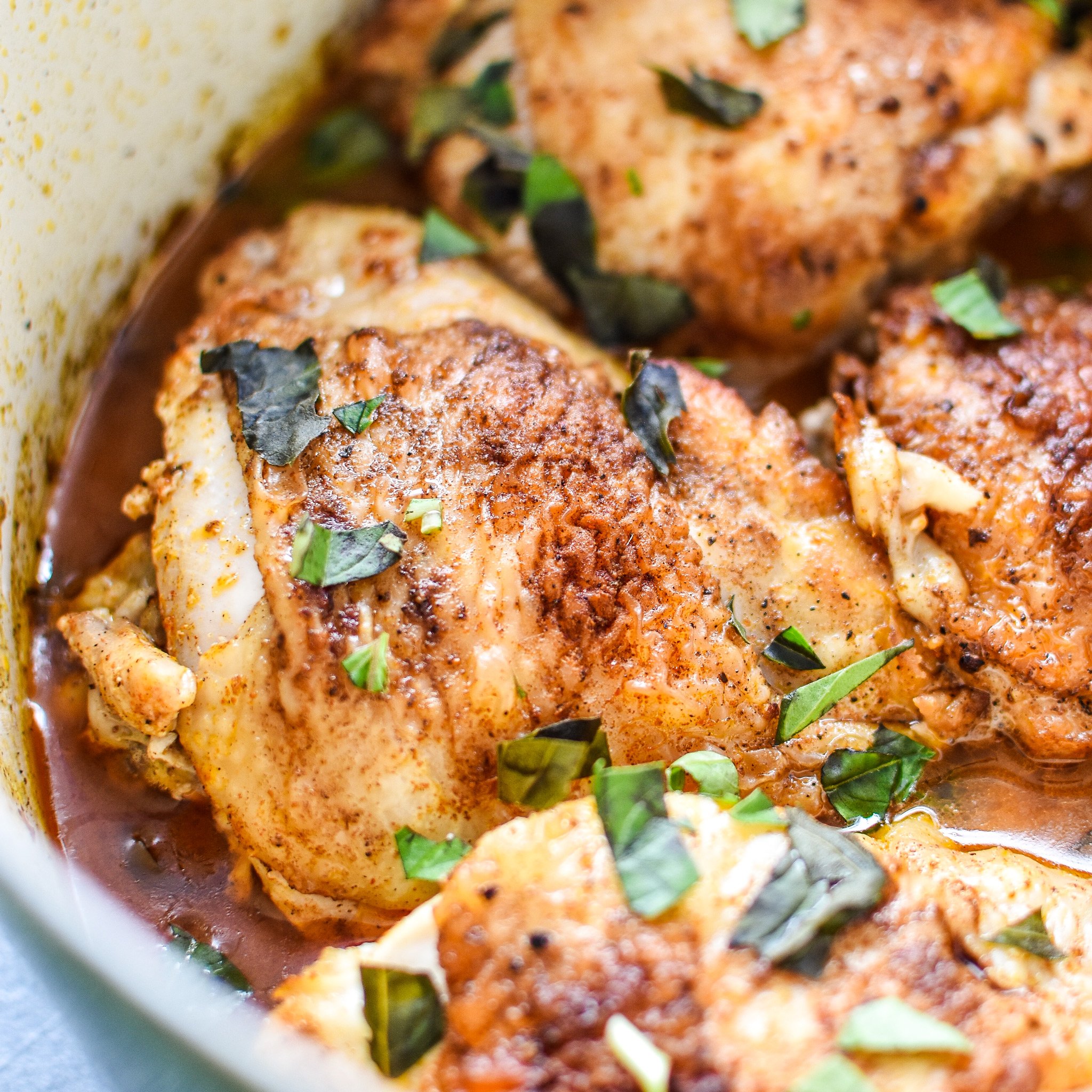 Hot Basil Coconut Braised Chicken Thighs