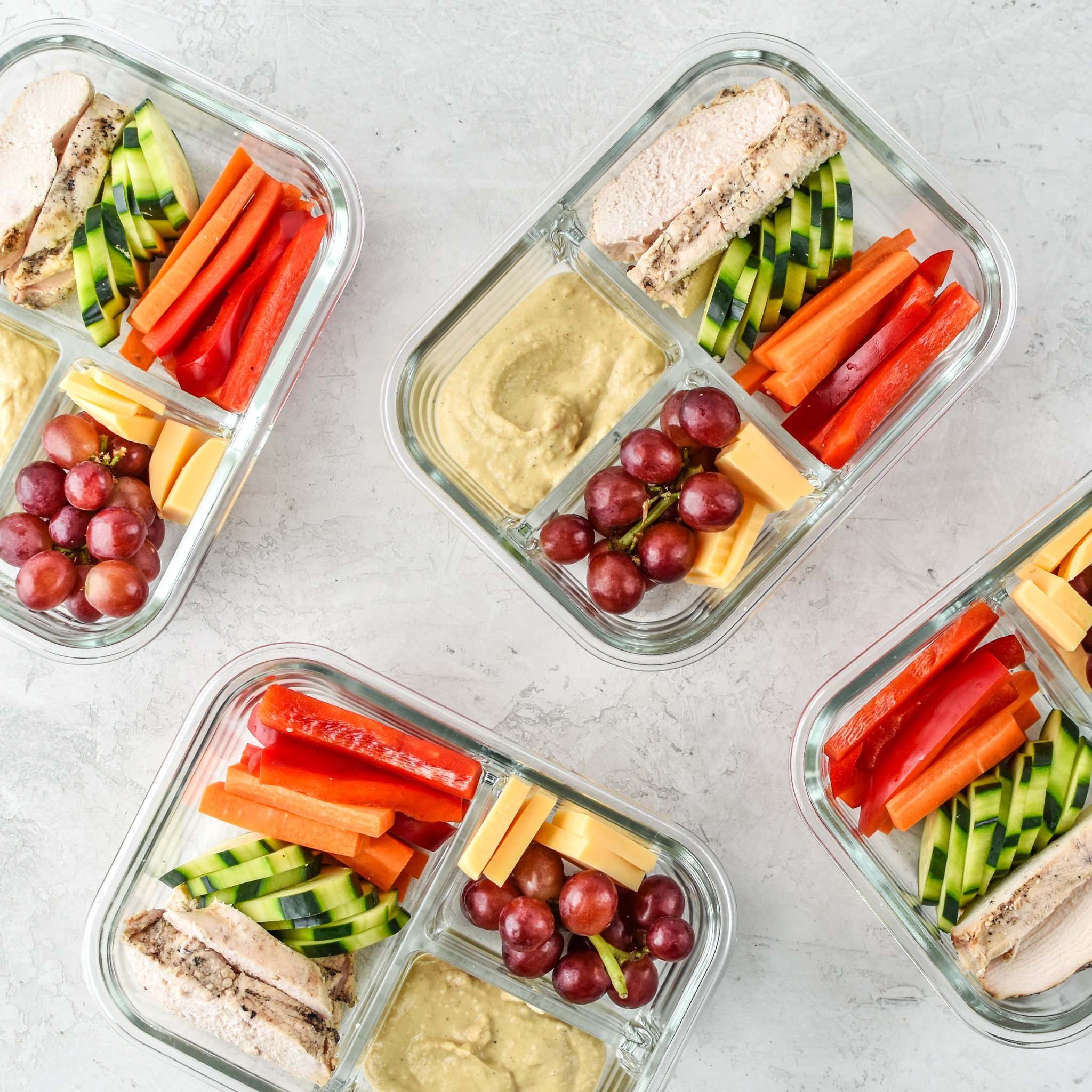 Chicken & Hummus Plate Lunch Meal Prep