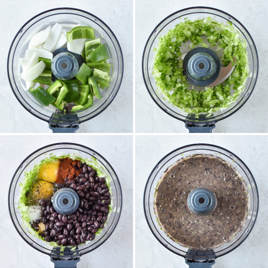 processing vegetables in the food processor.