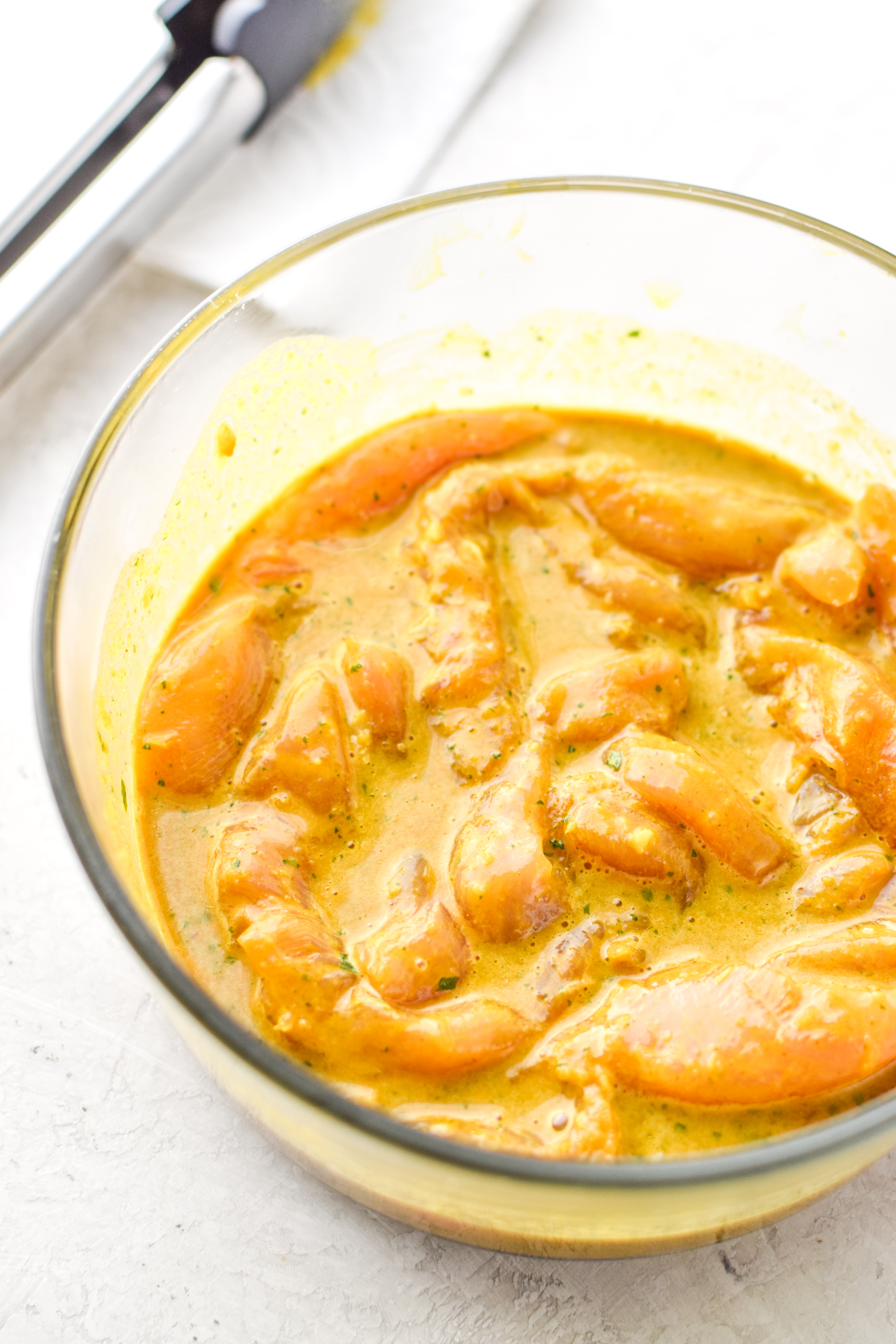 Chicken marinating in a delicious satay inspired thai sauce.