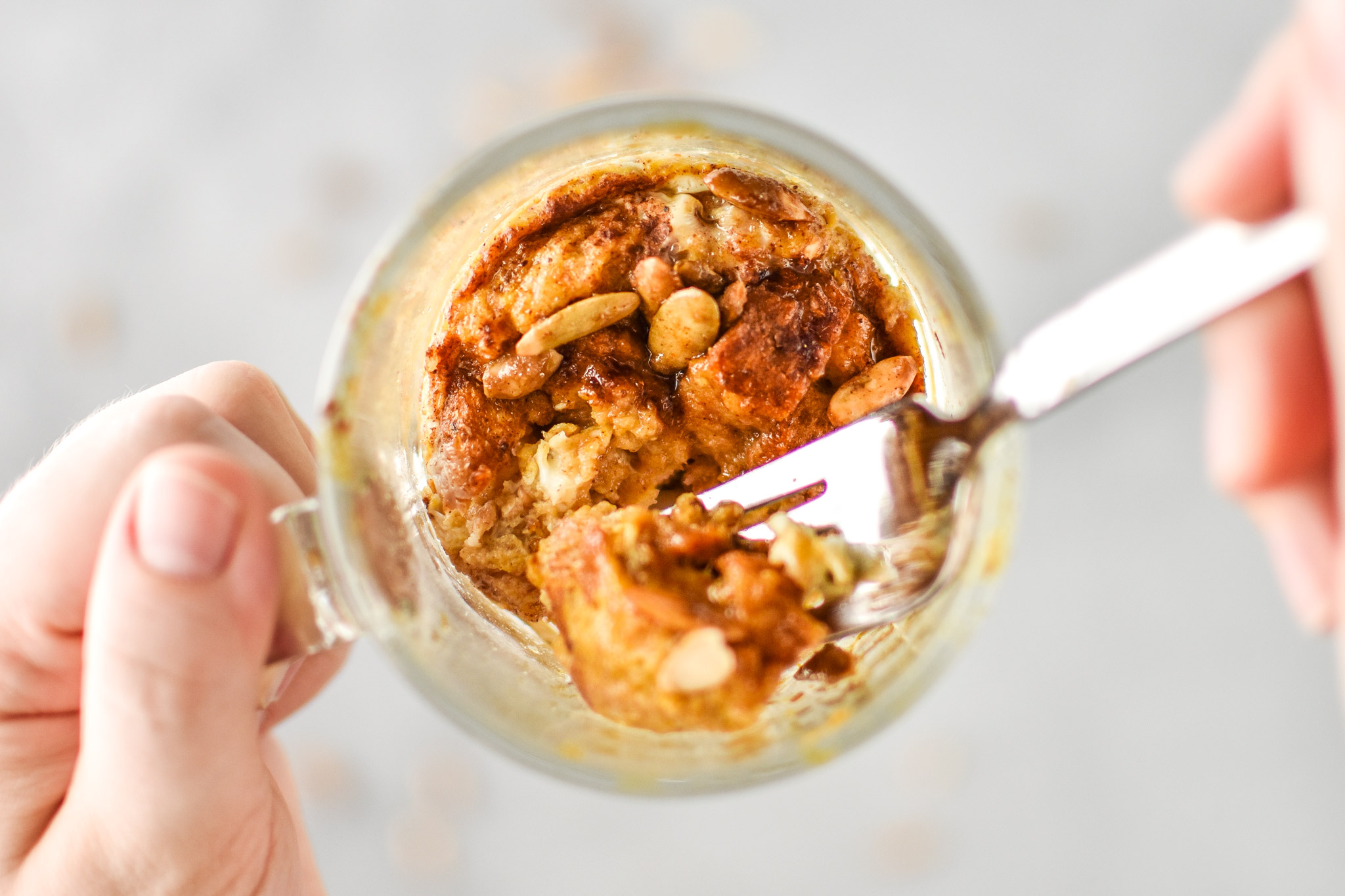 pumpkin spice microwave mug french toast ready to be eaten