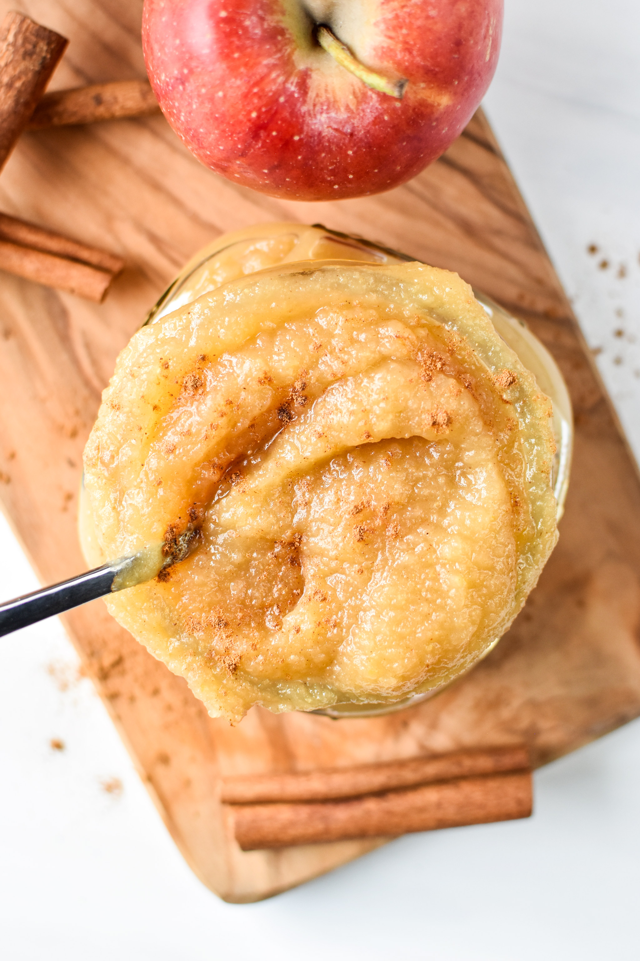 Homemade applesauce sprinkled with cinnamon that I made to figure out store bought vs homemade applesauce: which is cheaper?