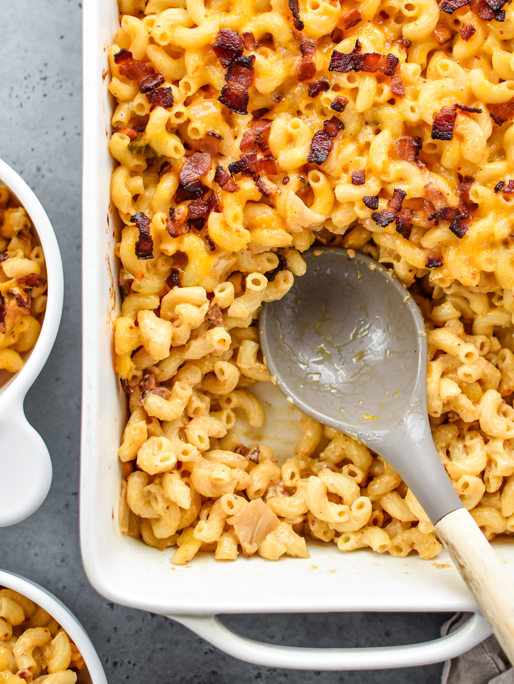Homemade Kimchi Bacon Greek Yogurt Mac and Cheese