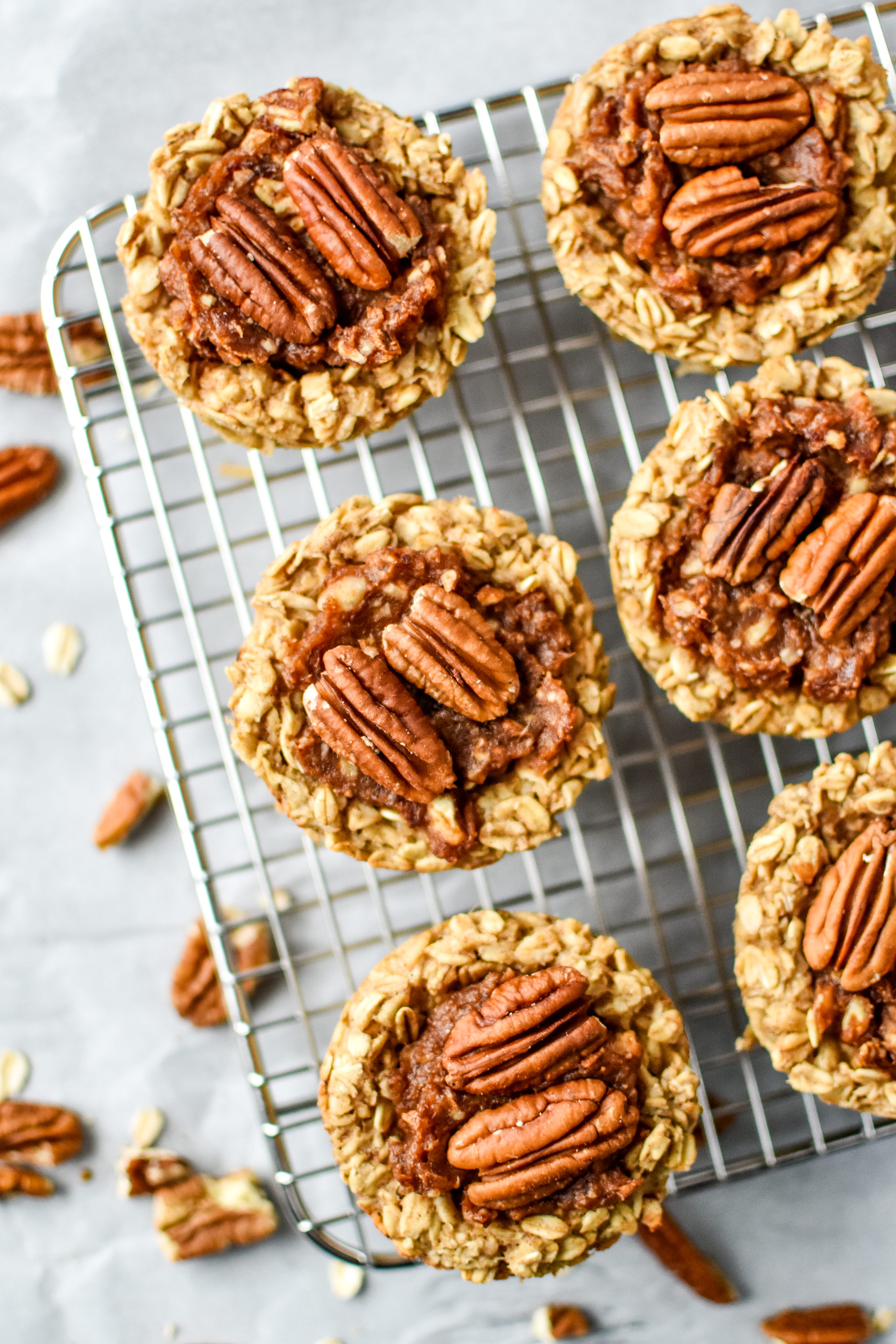 Pecan Pie Stuffed Oatmeal Breakfast Cups fresh from the oven