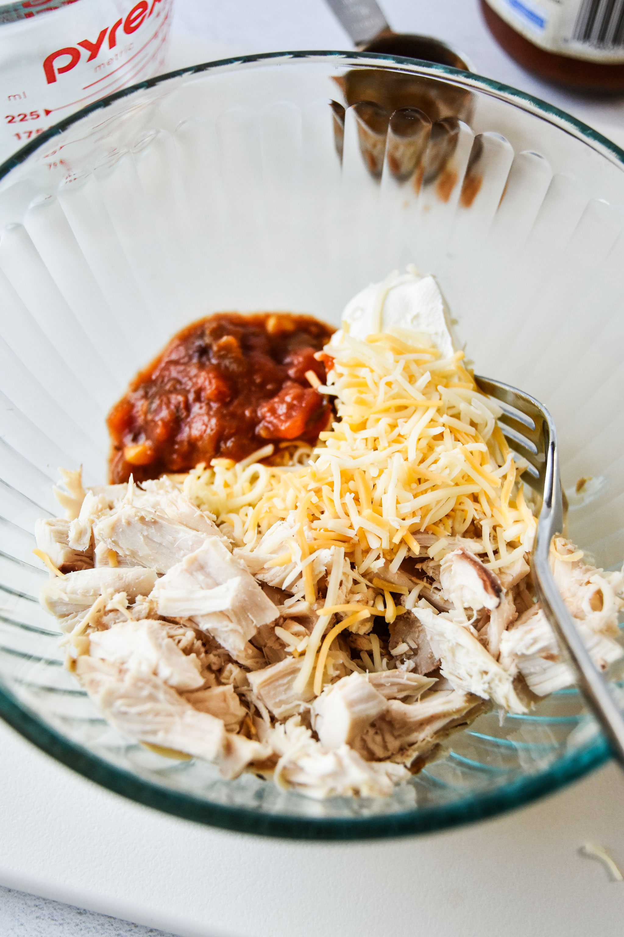 mixture of filling for the air fryer chicken taquitos