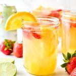 mason jar of white wine sangria.