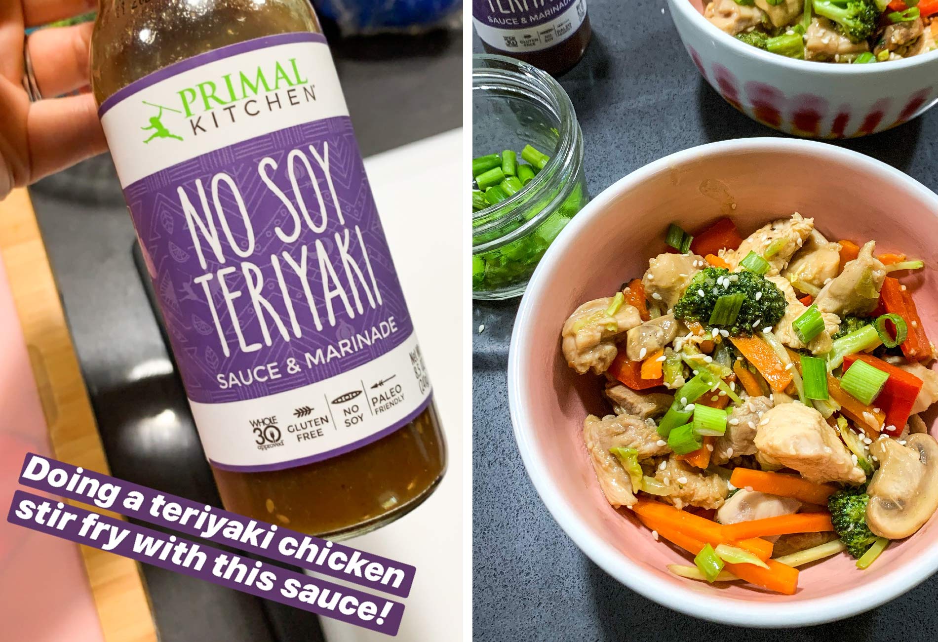 chicken veggie stir fry with primal kitchens teriyaki sauce