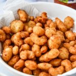 breaded shrimp cooked in the air fryer in a bowl