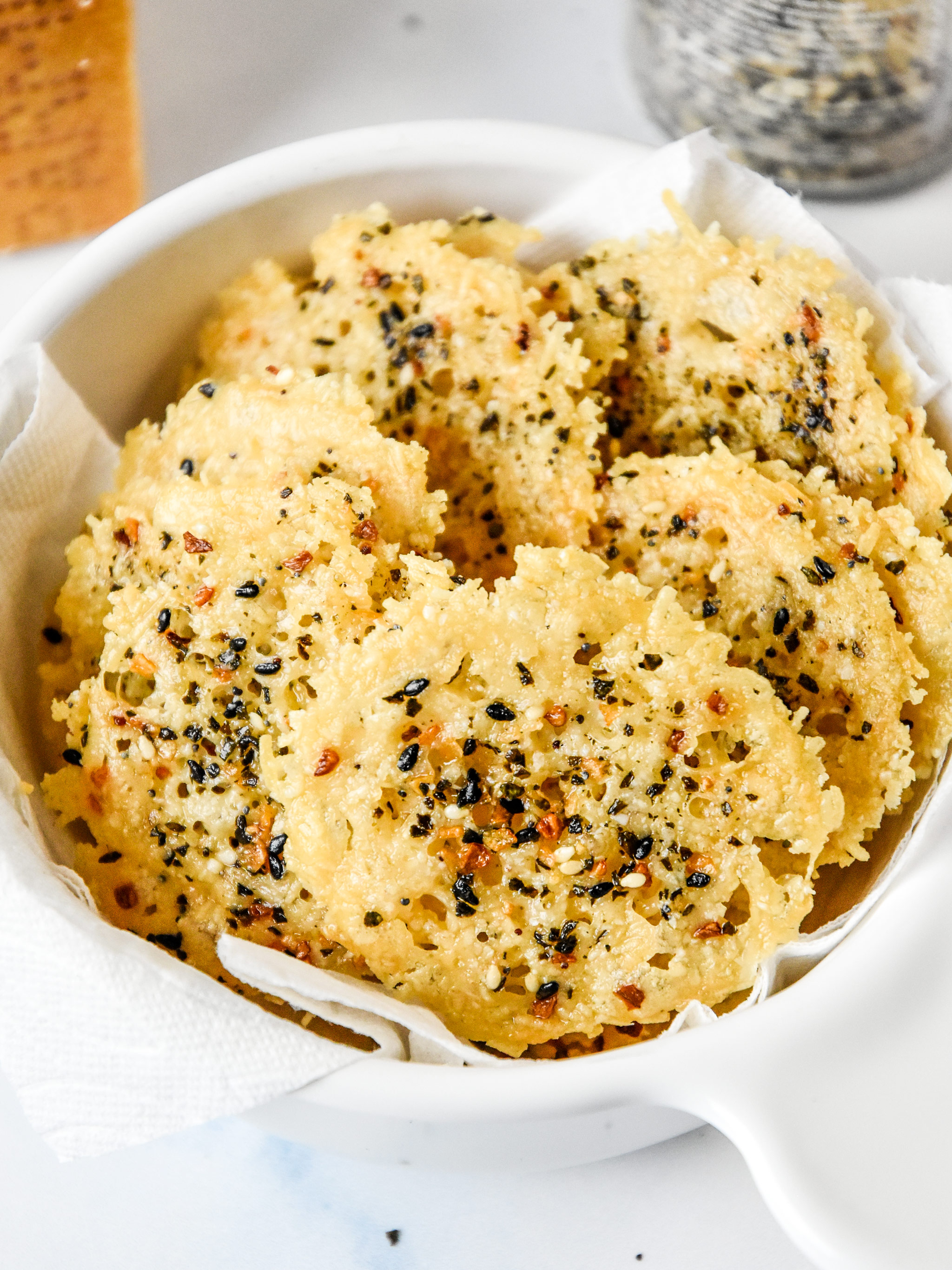 Everything Bagel Baked Parmesan Crisps
