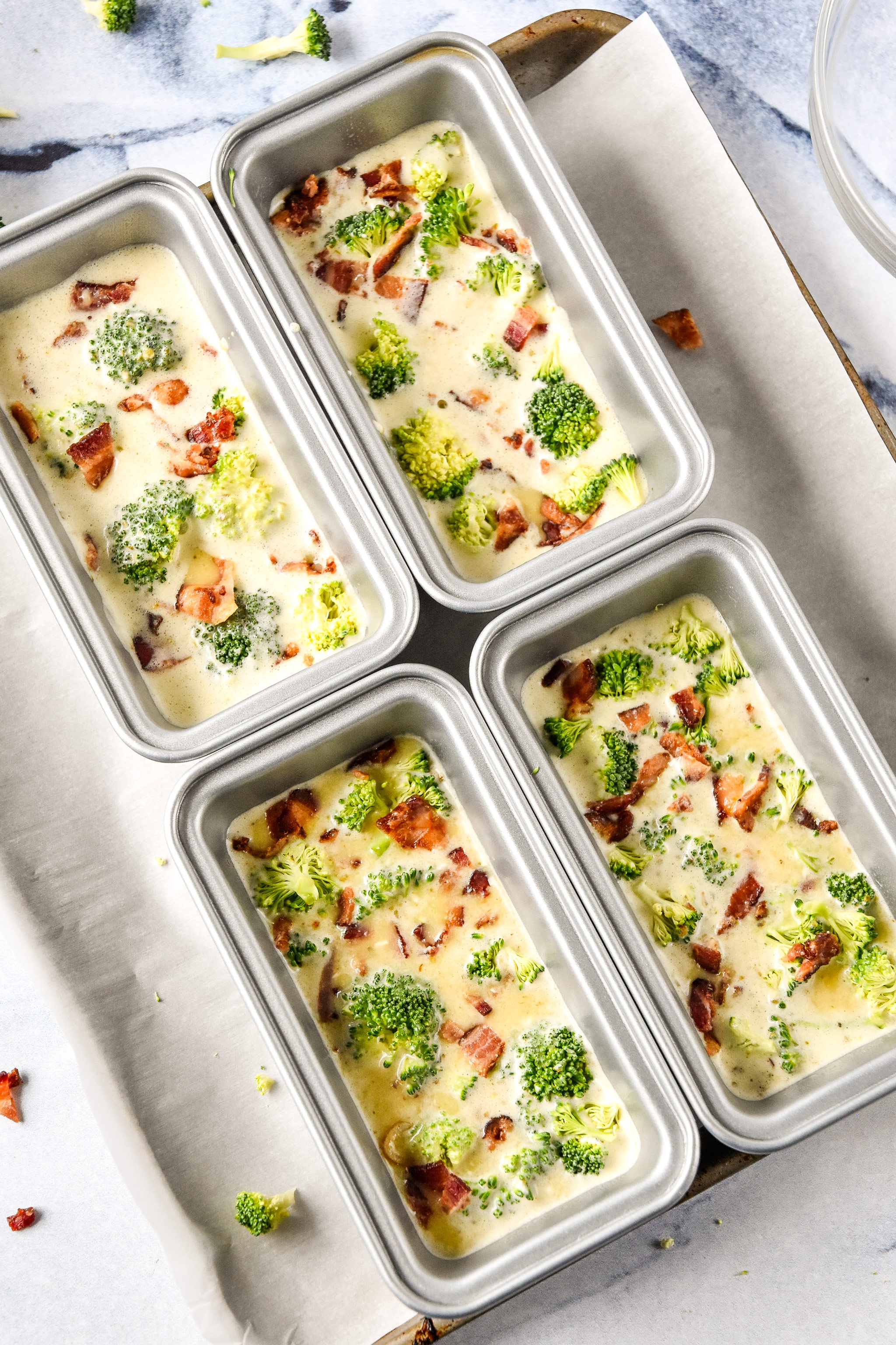 uncooked broccoli bacon mini frittatas