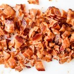 homemade bacon bits on a cutting board