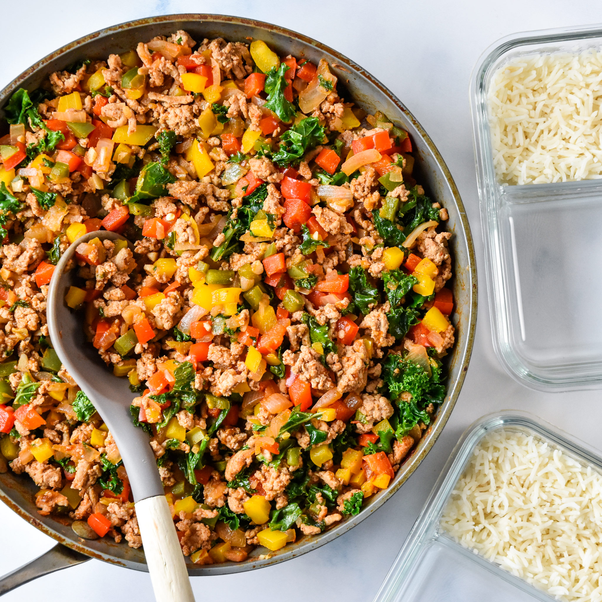 chipotle ground turkey skillet cooked and ready to be portioned