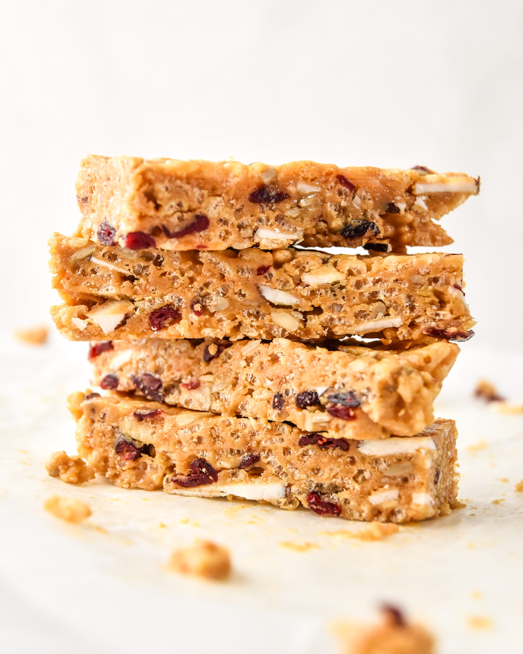 side view of stacked rice krispie breakfast bars