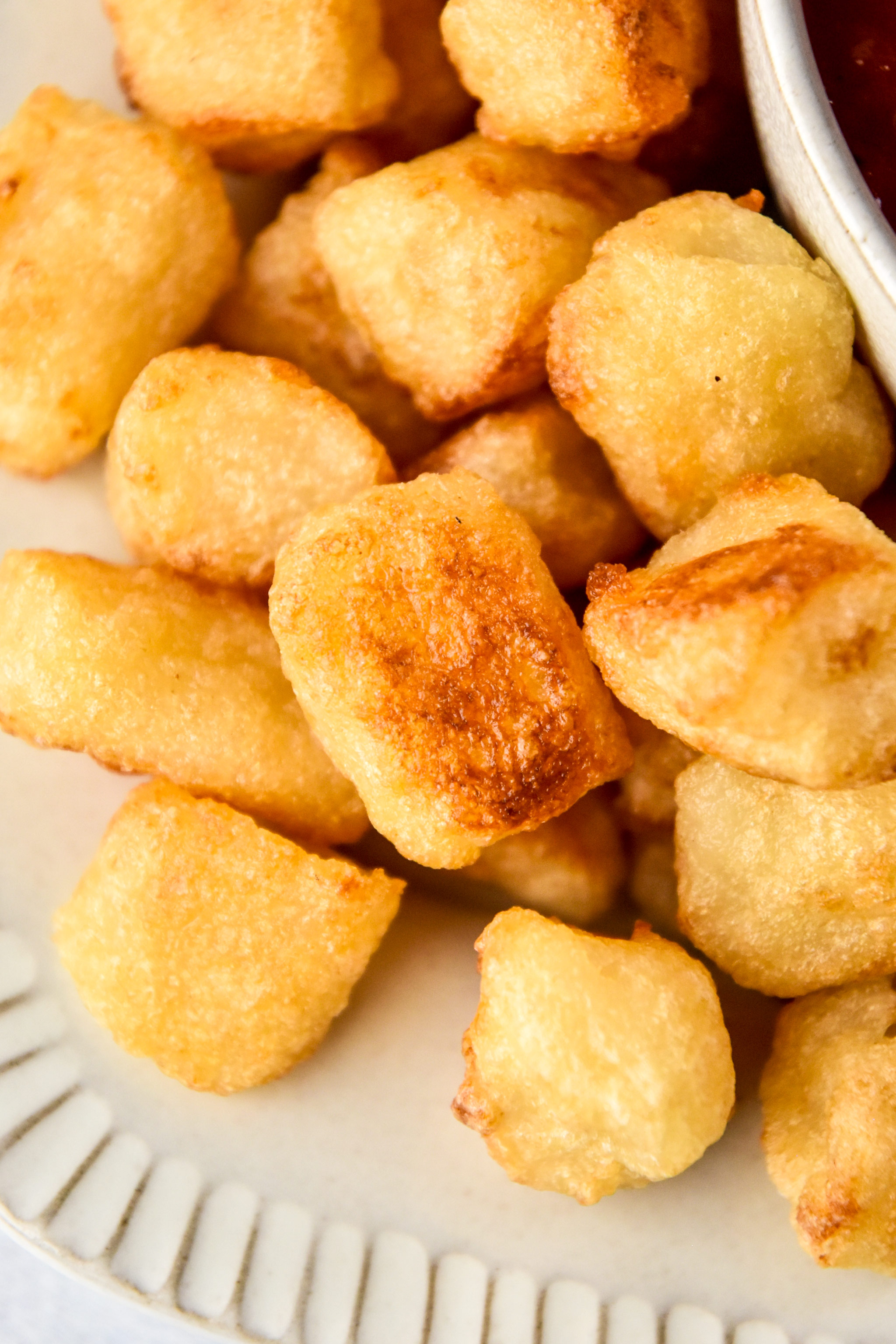 close up of trader joe's cauliflower gnocchi on a plate
