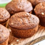 oatmeal applesauce blender muffin on a cutting board close up