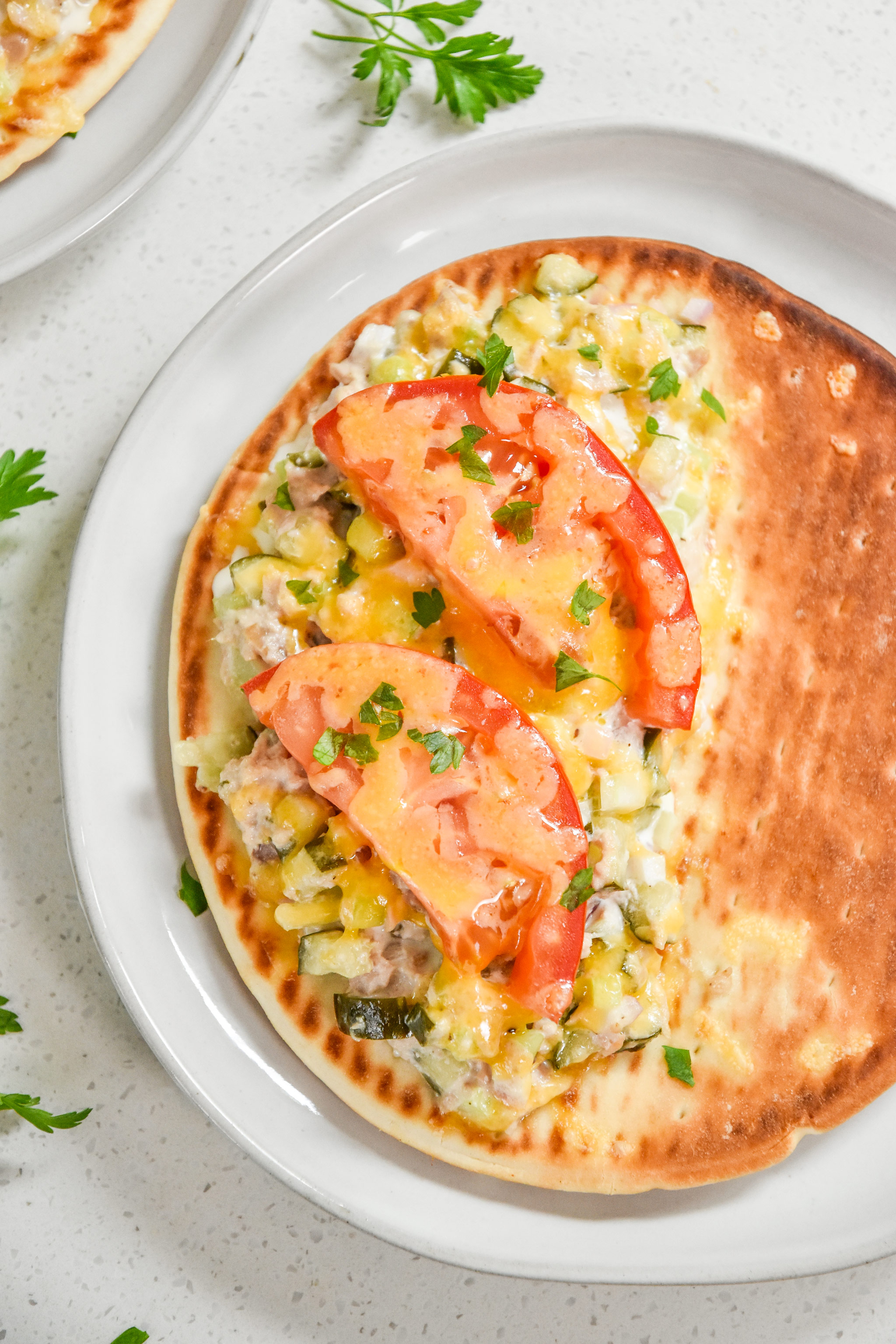 tuna melt pita sandwiches fresh from the oven 