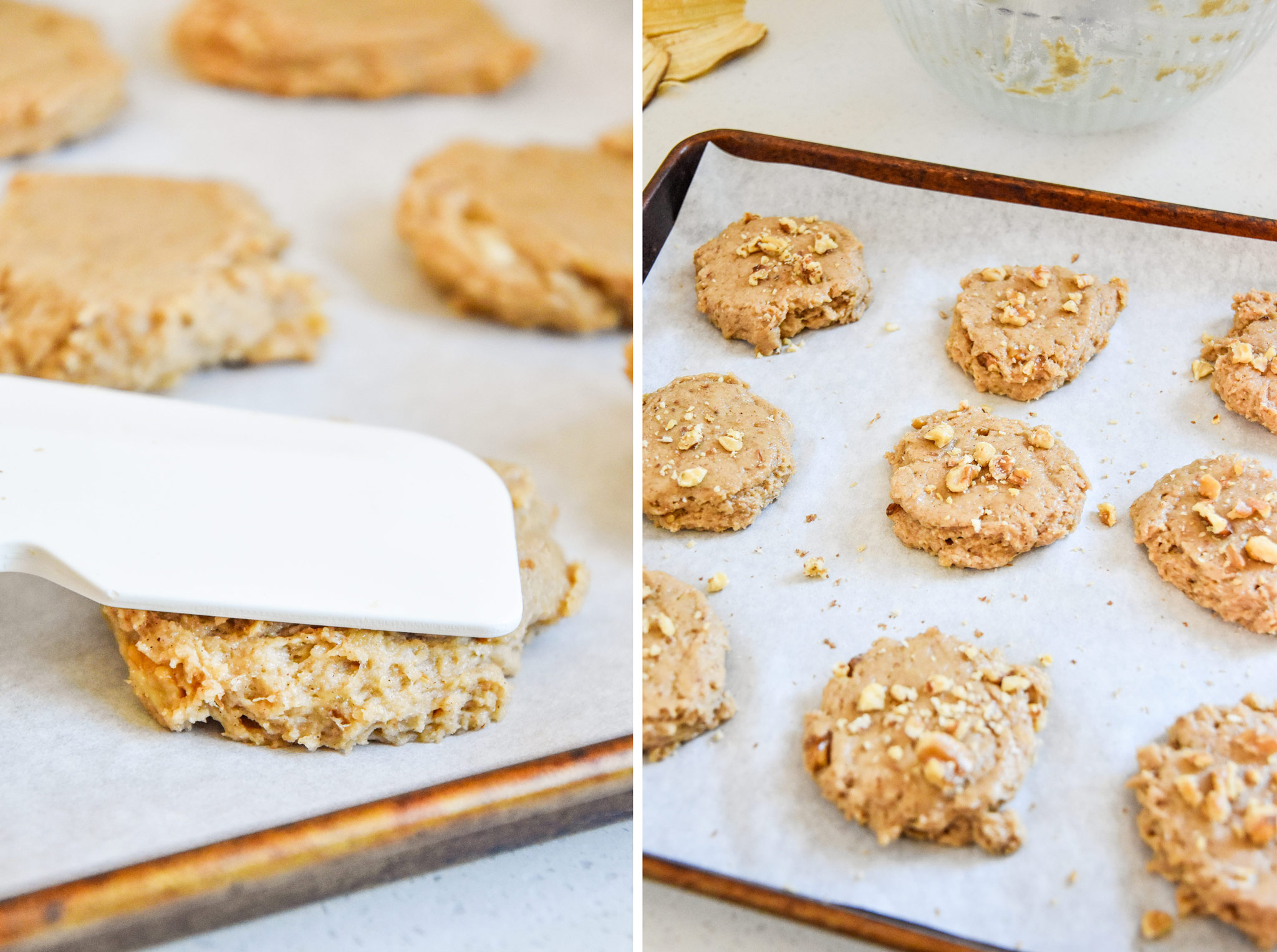 prepping the cookies on the baking sheet