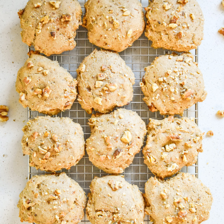 banana bread pancake mix cookies on a cooling rack