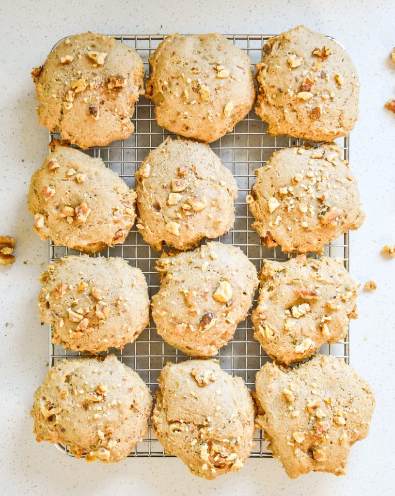 banana bread pancake mix cookies on a cooling rack