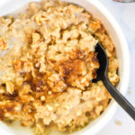 instant pot maple brown sugar oatmeal bowl with brown sugar sprinkled on top