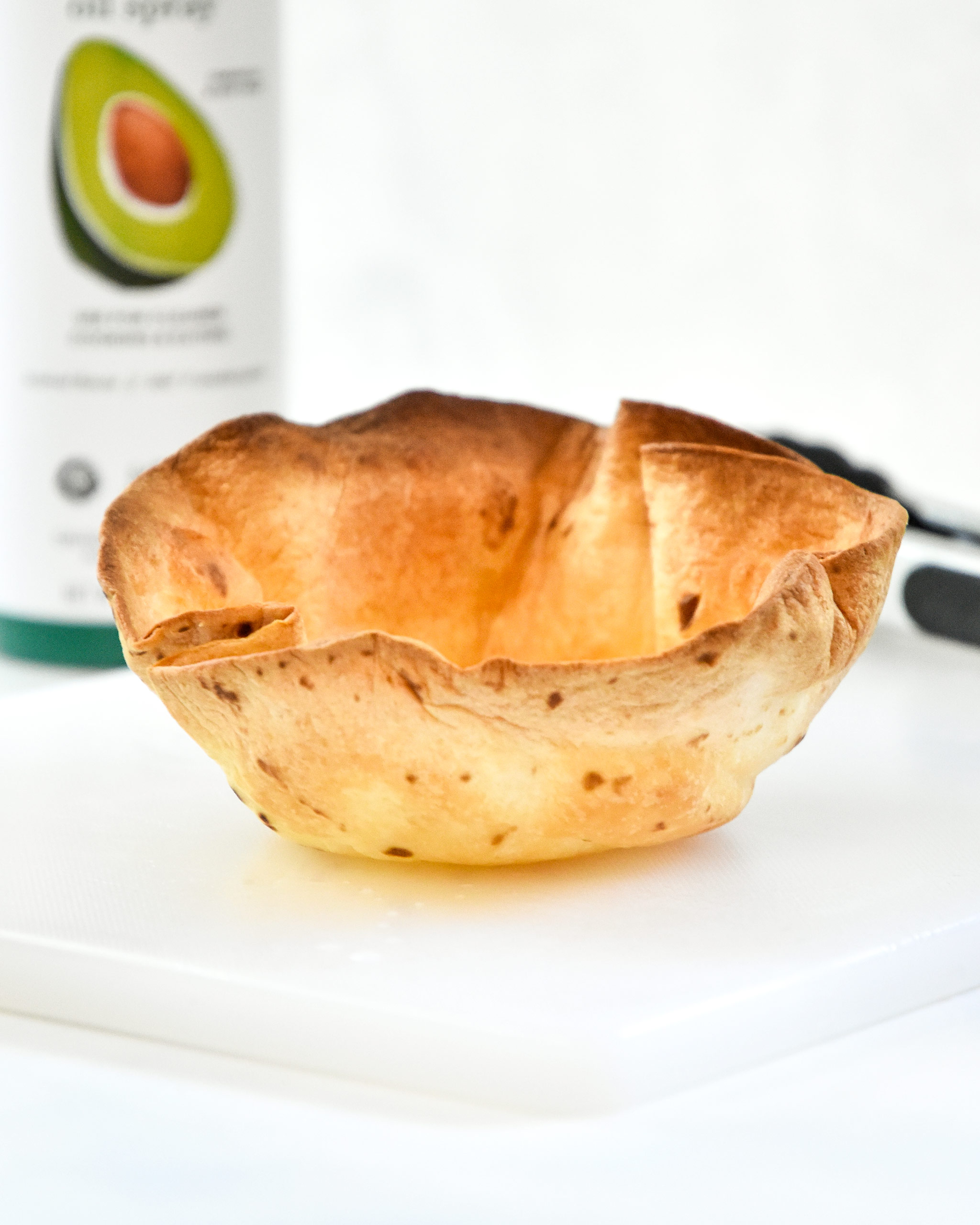a nicely brown tortilla bowl for taco salads made in an air fryer