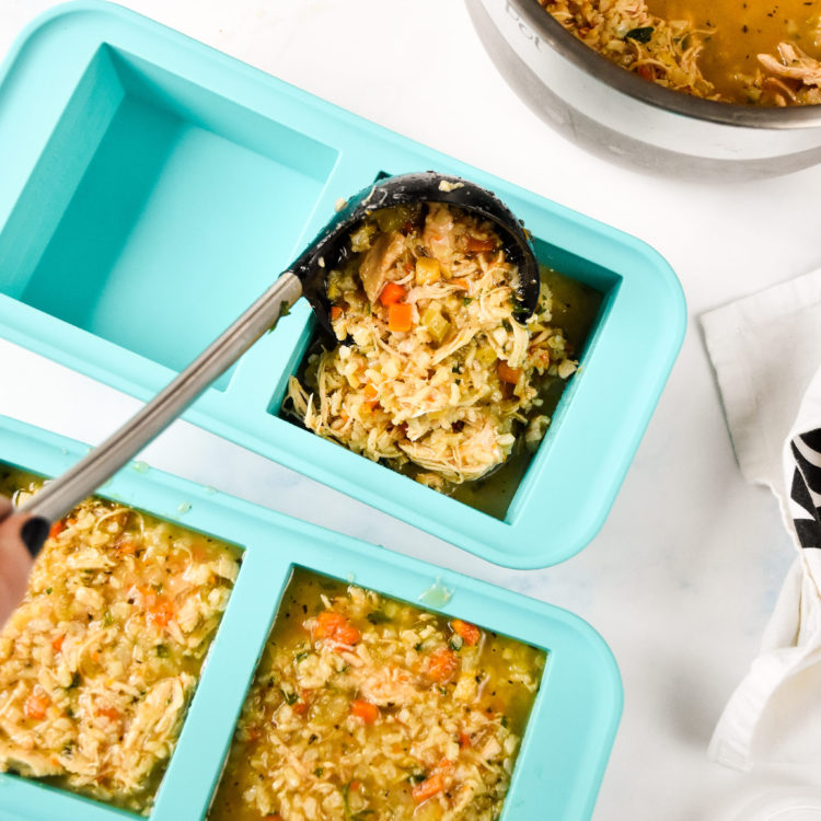 freezing the instant pot ginger chicken & rice soup in my 2 cup souper cube trays.