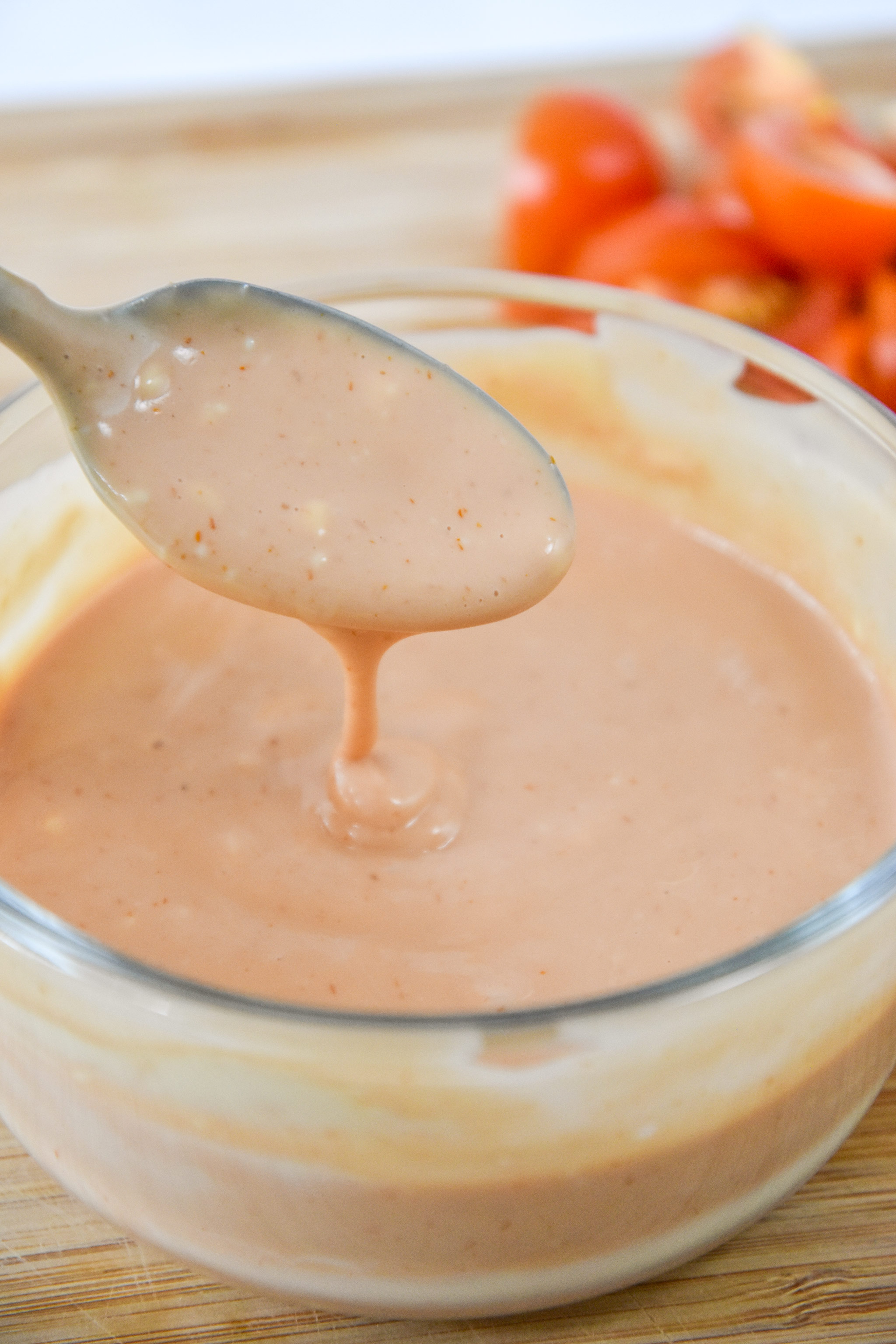 homemade special sauce dressing for the ground turkey burger salads.