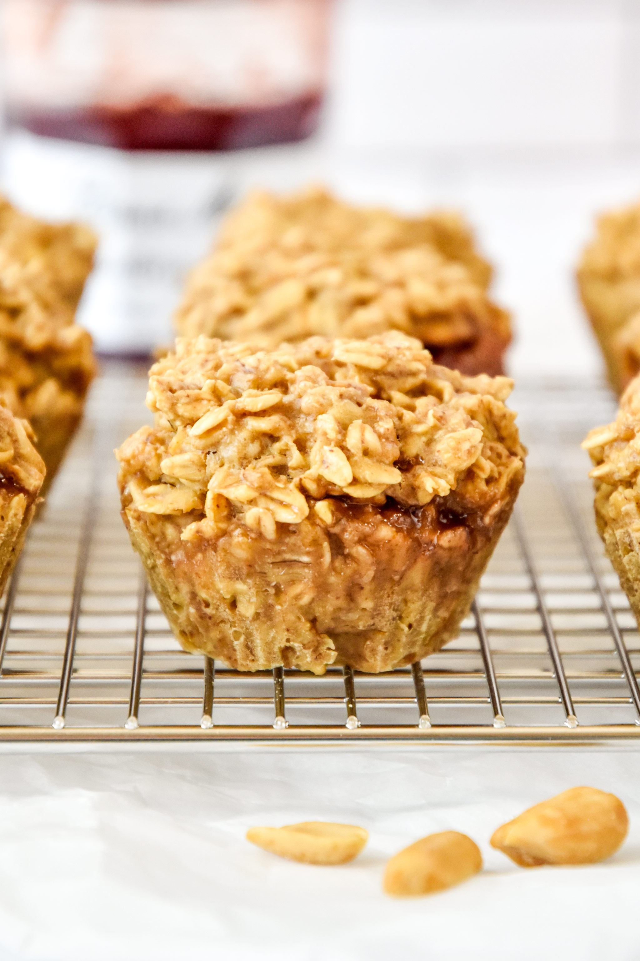 oatmeal cups on a cooling rack.