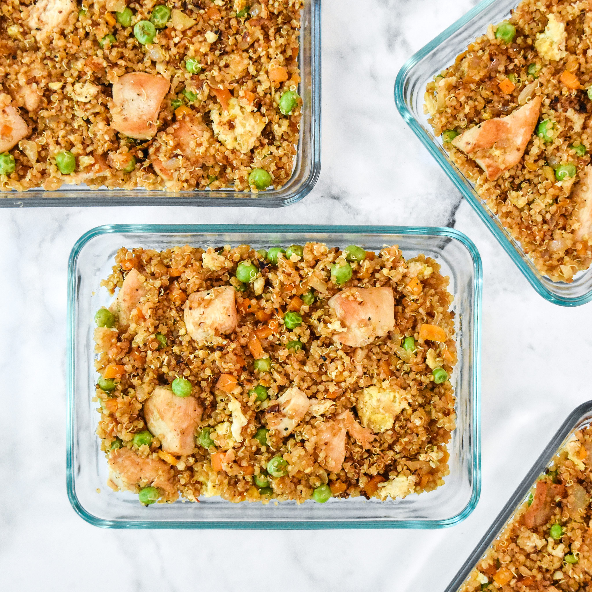Meal Prep Chicken Quinoa Fried “Rice” Bowls