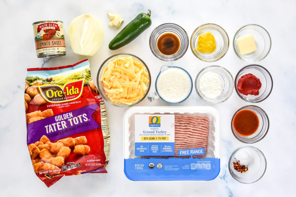 all ingredients used to prepare the casserole before prep.